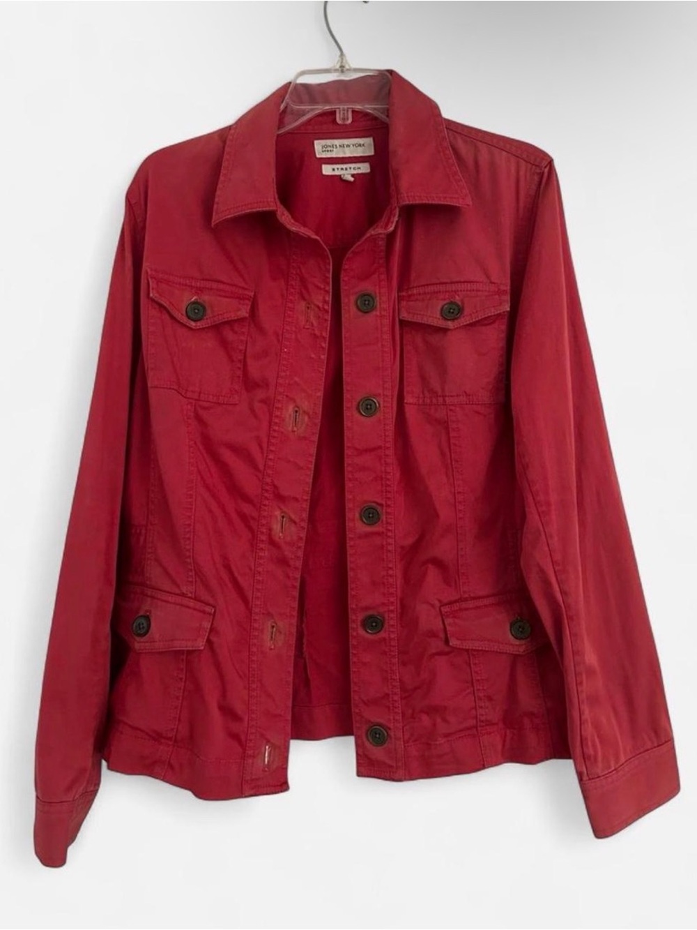 Women’s Red Button-Up Utility Jacket